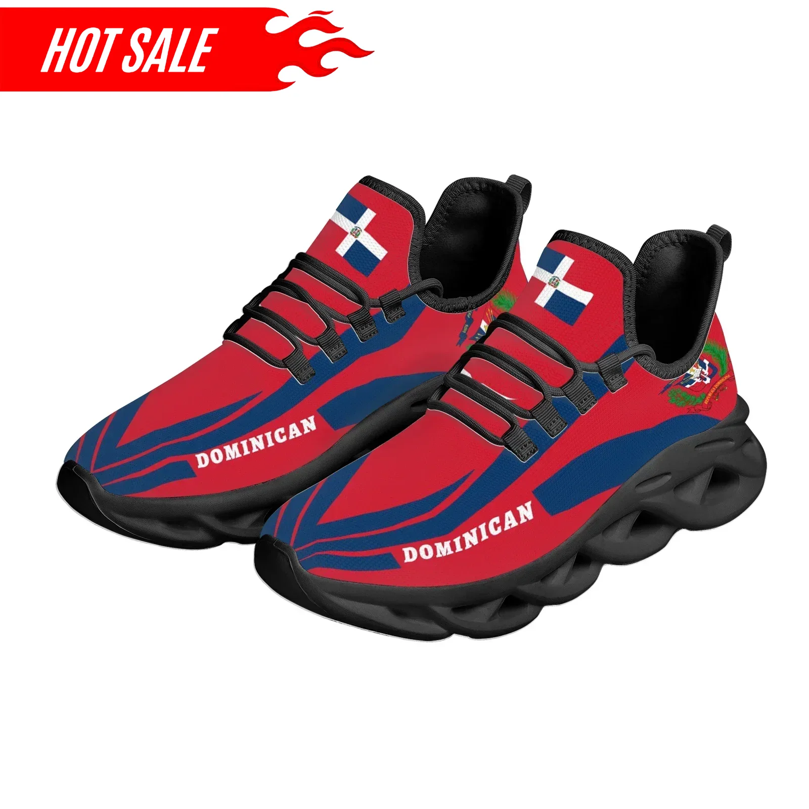Knit Fabric Lace Up Sneakers - Hot Dominicaanse vlag nationaal embleem ontwerp