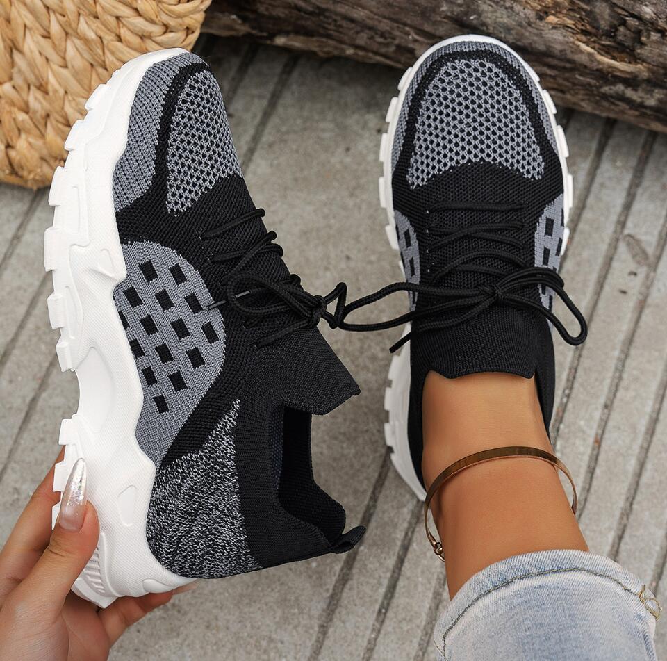 Dames Ademend Gebreide Mesh Sp - Knit Fabric Lace Up Sneakers recensie en prijs