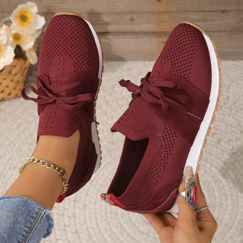 Nieuwe Zwarte Gebreide Ademend - Knit Fabric Lace Up Sneakers recensie en prijs