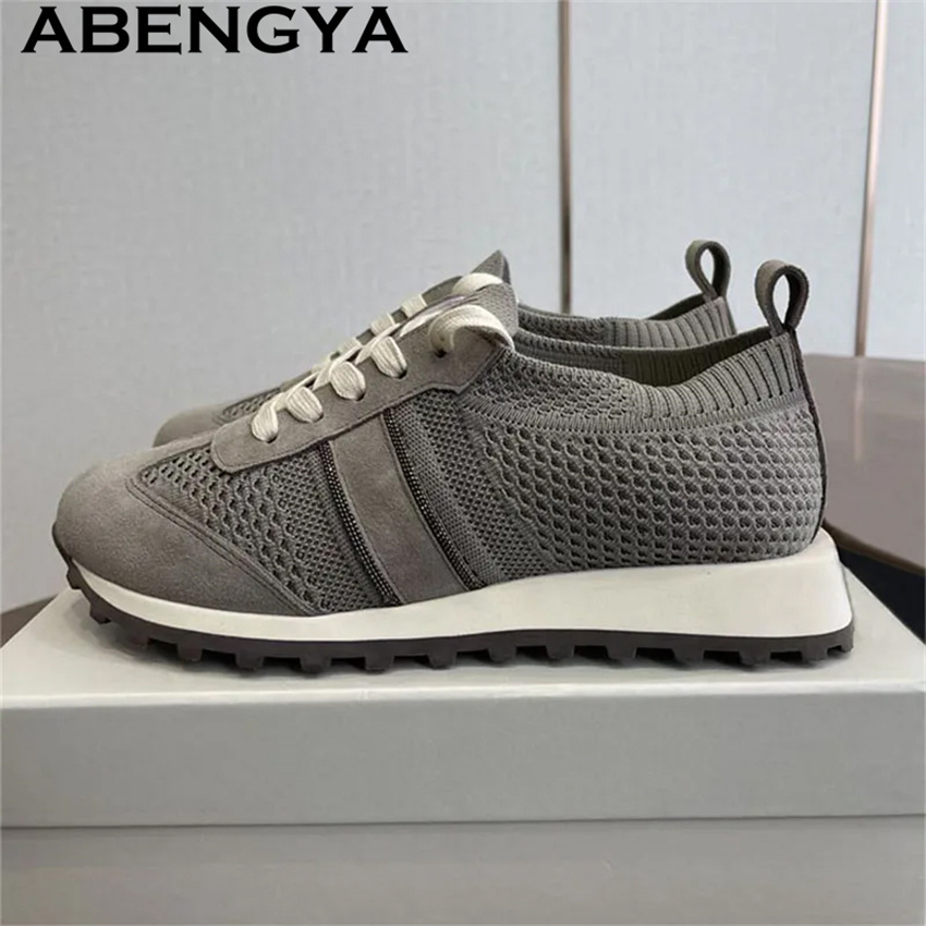 2026 Lente Hot Sale Gebreide V - Knit Fabric Lace Up Sneakers recensie en prijs